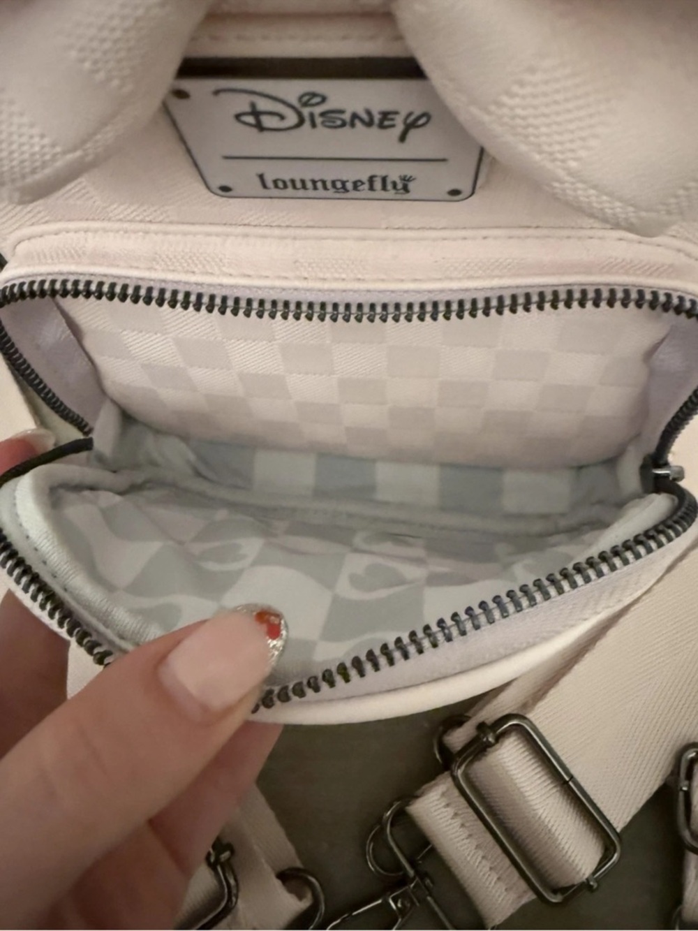 LOUNGEFLY Disney Minnie Mouse Checkered Texture Mini Backpack - Picture 6 of 8